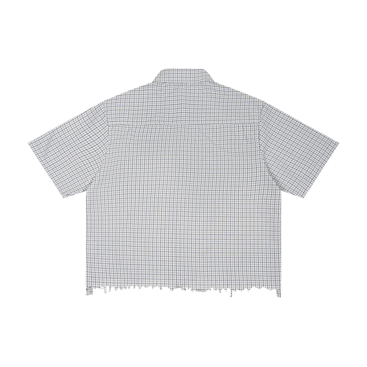 Art+Heart Unisex Distressed Plaid Boxy Shirt