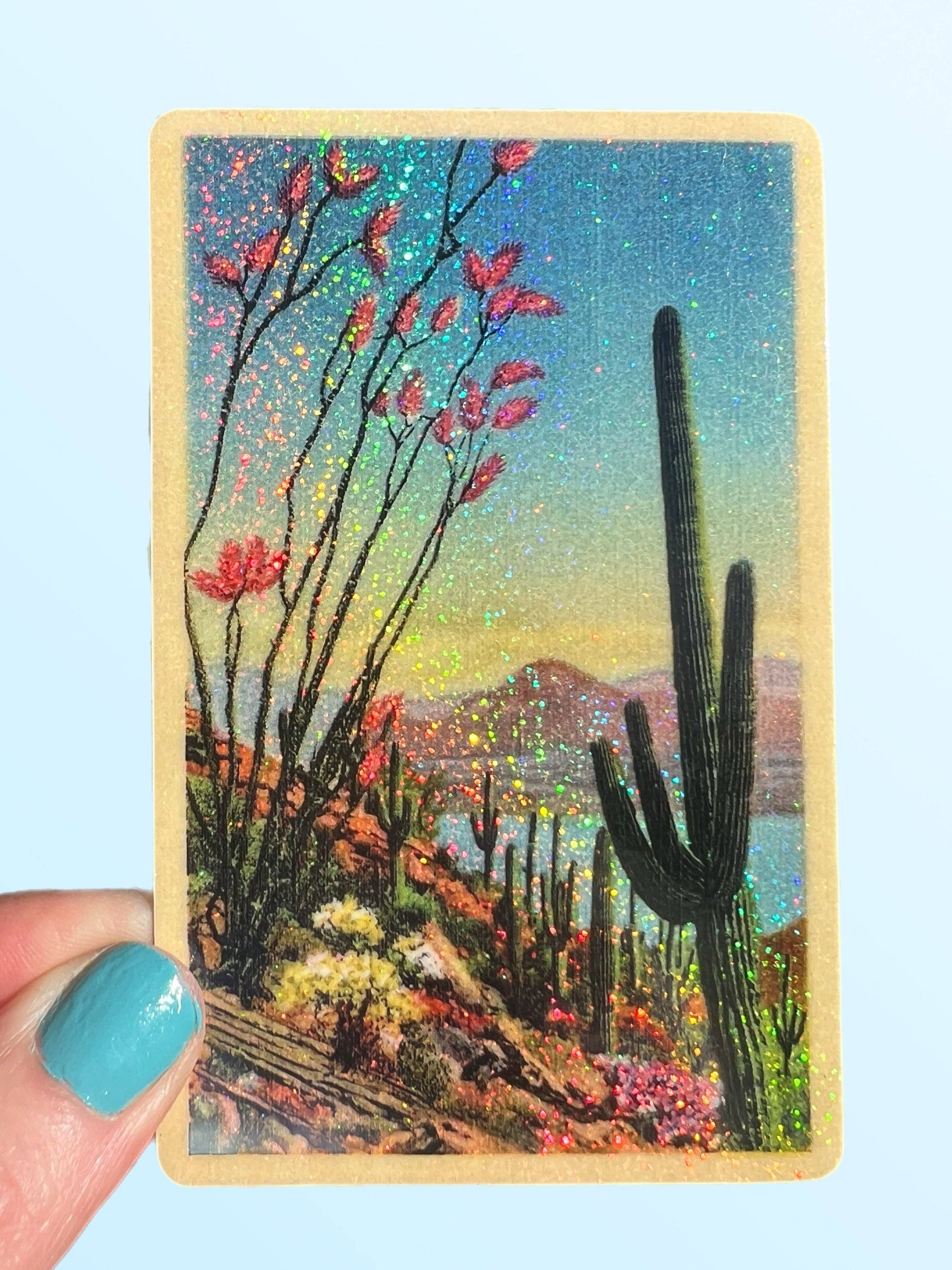 Glitter Desert Plants Sticker 4"