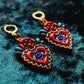 Hand painted sacred heart earrings gold traditional