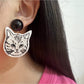 Sketch Cat Face Drop Earrings
