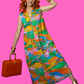 Glam Maxi House Dress in Rainbow Landscape