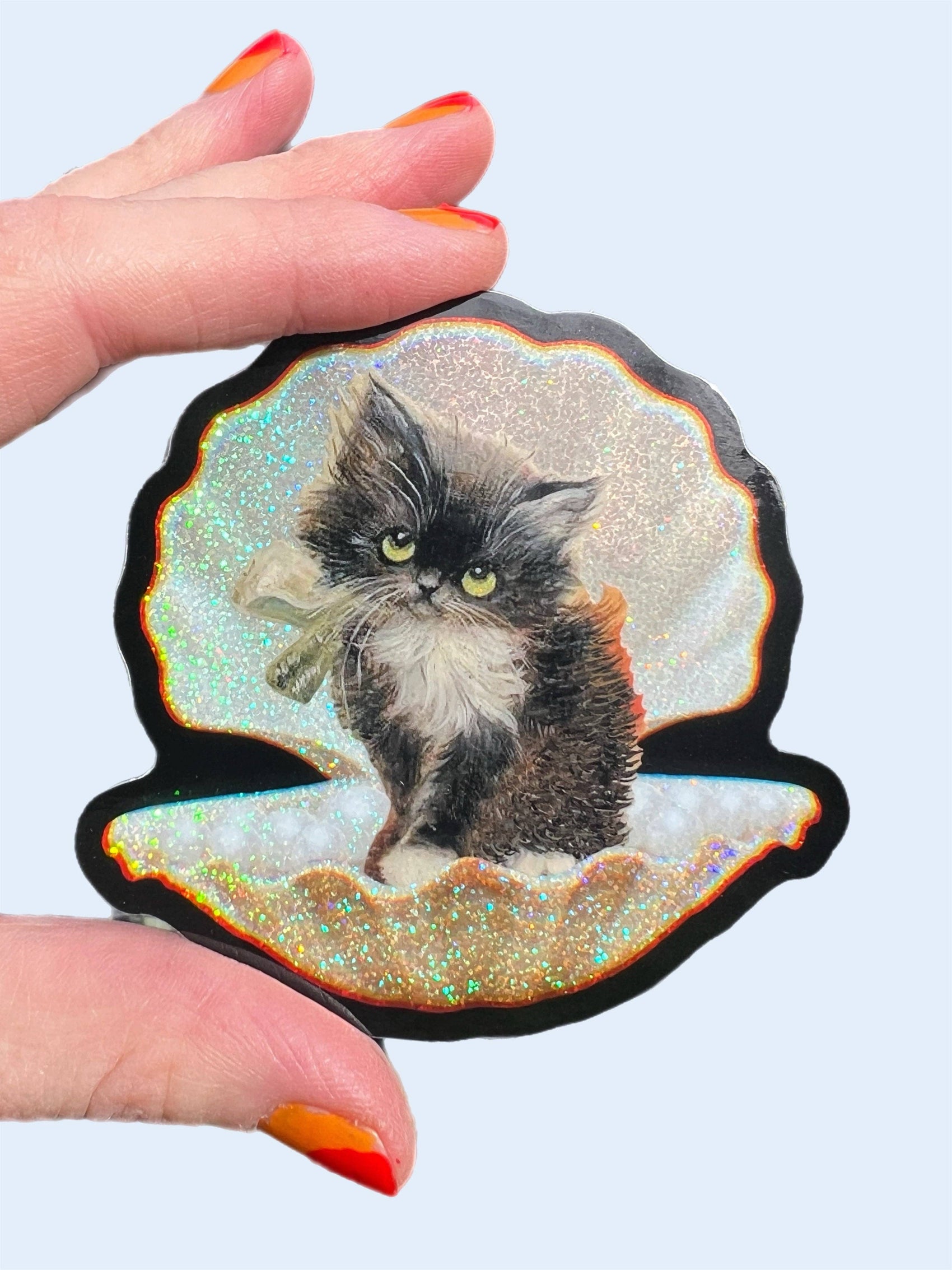 Tuxedo Kitty in Seashell 3" Sticker