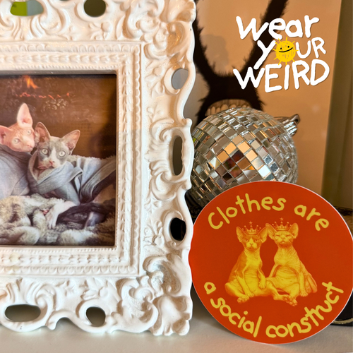 Clothes are a Social Construct Naked Cat Sticker