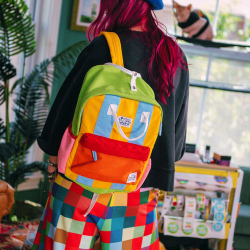 Rainbow corduroy backpack
