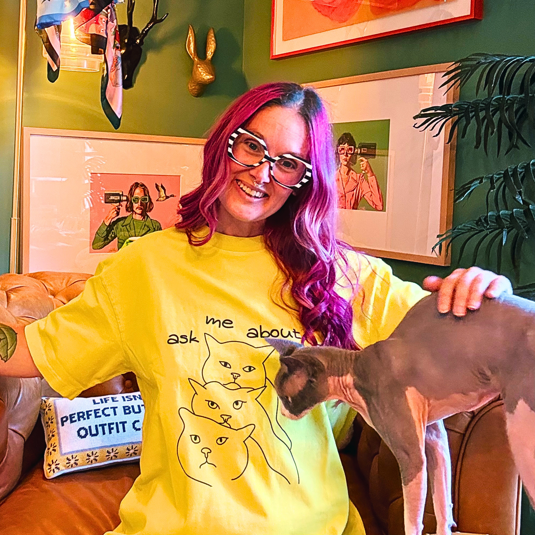 Ask me about my CATS Snow Washed Oversized T-Shirt