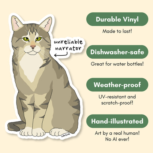 Unreliable Narrator Cat Sticker