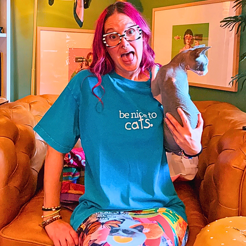 Be Nice to Cats Snow Washed Oversized T-Shirt