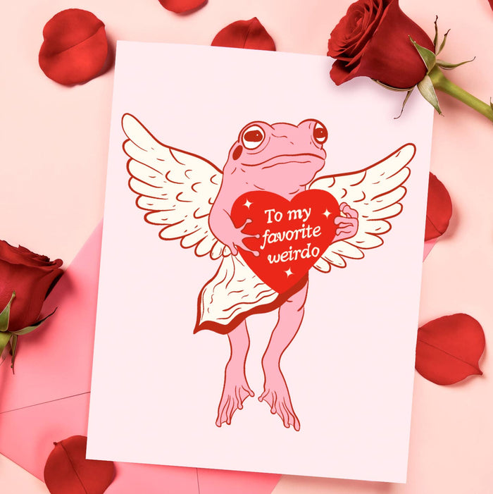 Favorite Weirdo Frog greeting card: Bioodegradable Cello Sleeve