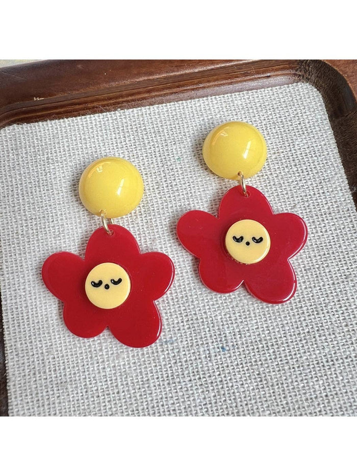 Smiley Flower Drop Earrings