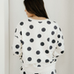 Polka Dot Print Drop Shoulder Pullover Drawstring Jogger Pant Set - Beige