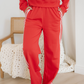 Red Varsity Pullover & Wide Leg Pant Outfit Set