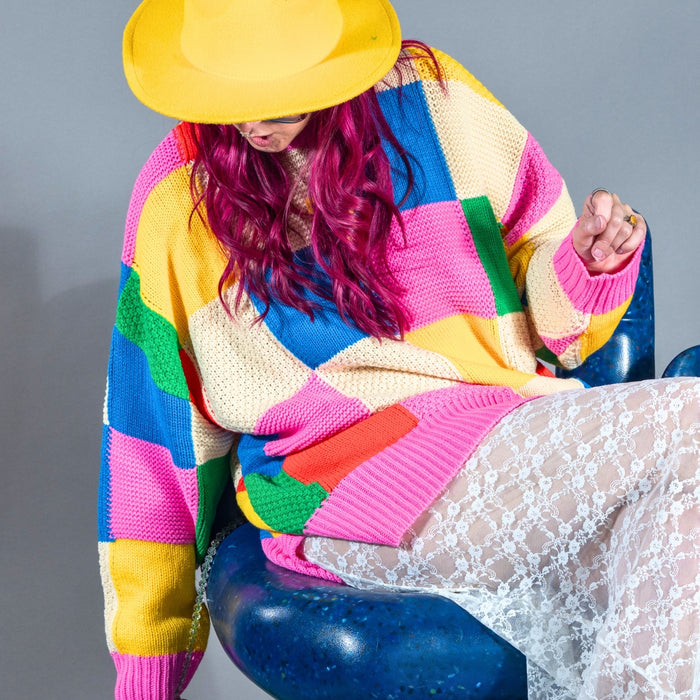 Rainbow Color Block Sweater
