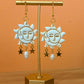 Sun and Moon solar gold white charm Clay earrings