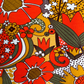 Groovy Floral Pullover in Olive & Orange