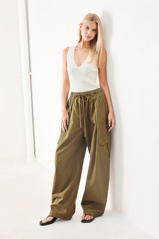 WOVEN BARREL PANTS