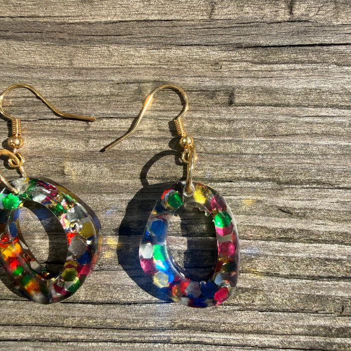 Confetti Chaos Wonky Oval Earrings - Small