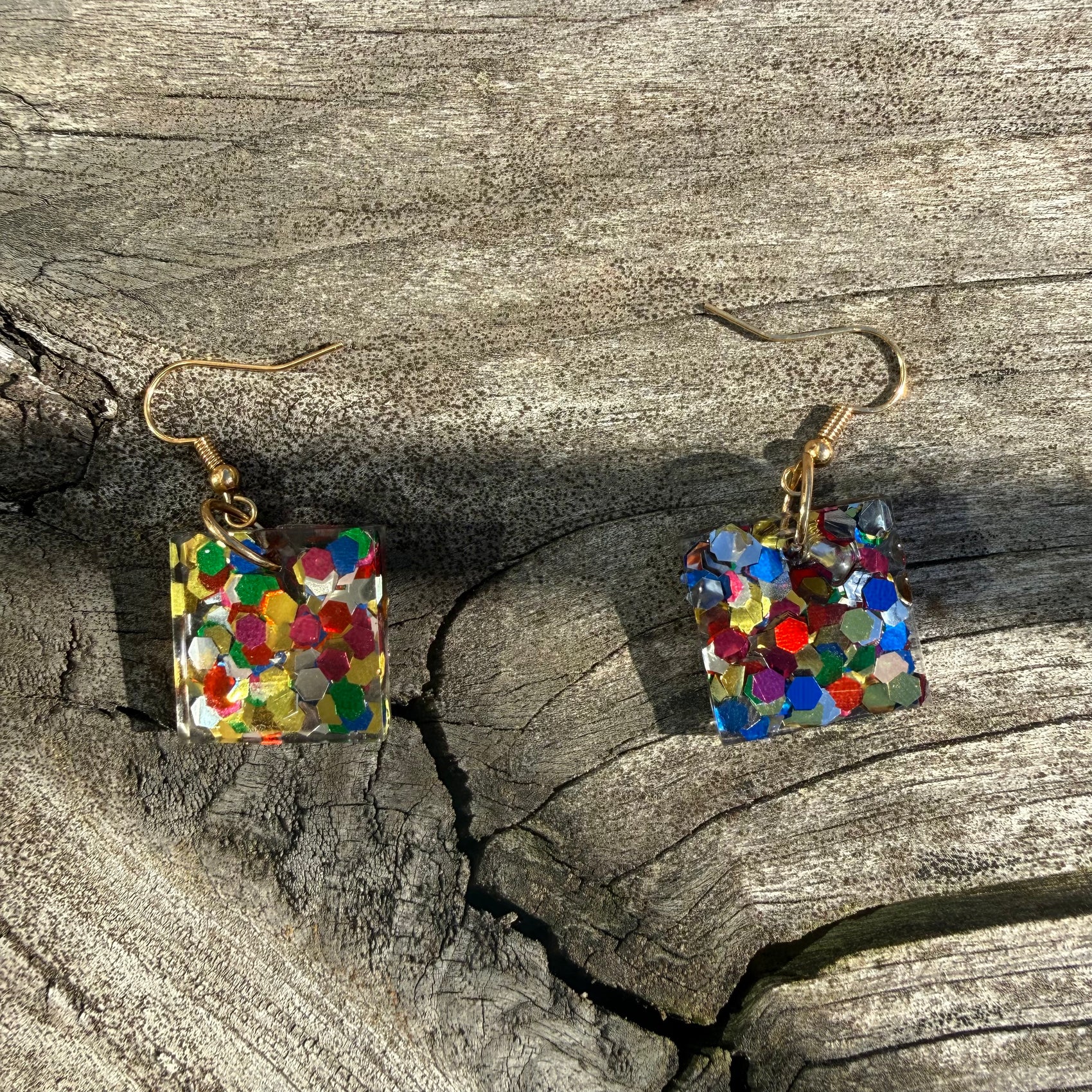 Confetti Chaos Wee-Little Square Earrings