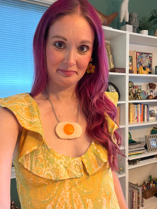 Glitter Jumbo Gummy Egg Necklace - Candy Jewelry