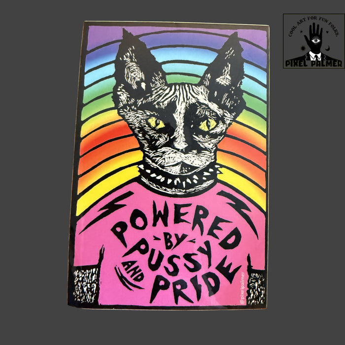 Powered by Pussy and Pride sticker from Pixel Palmer