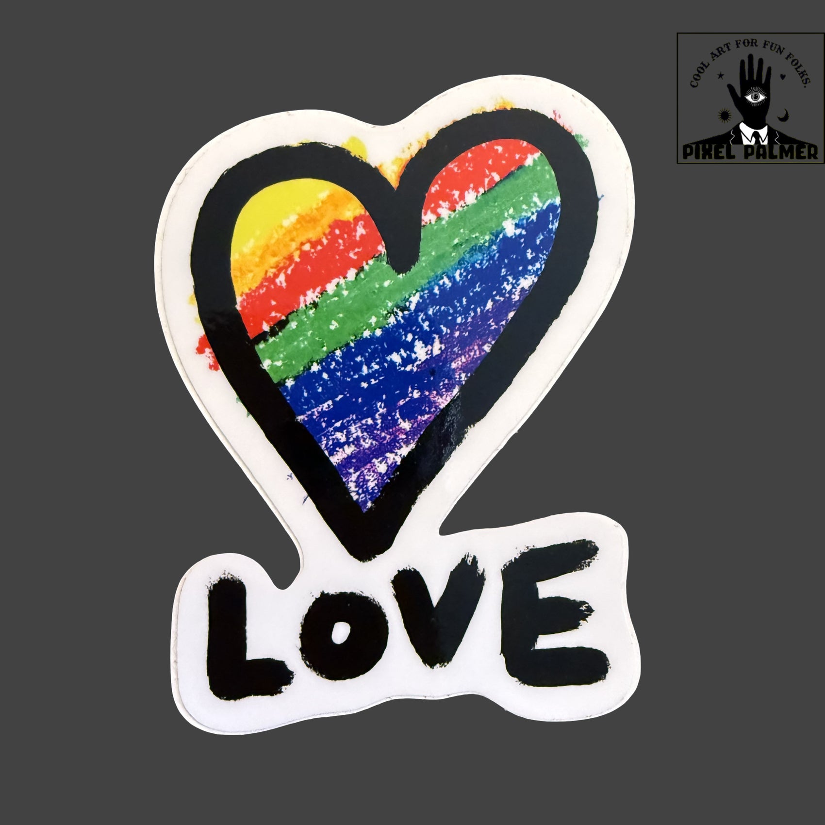 LOVE glossy vinyl sticker from Pixel Palmer