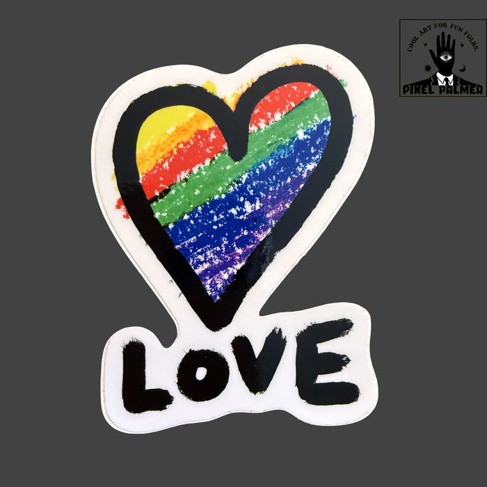 LOVE glossy vinyl sticker from Pixel Palmer