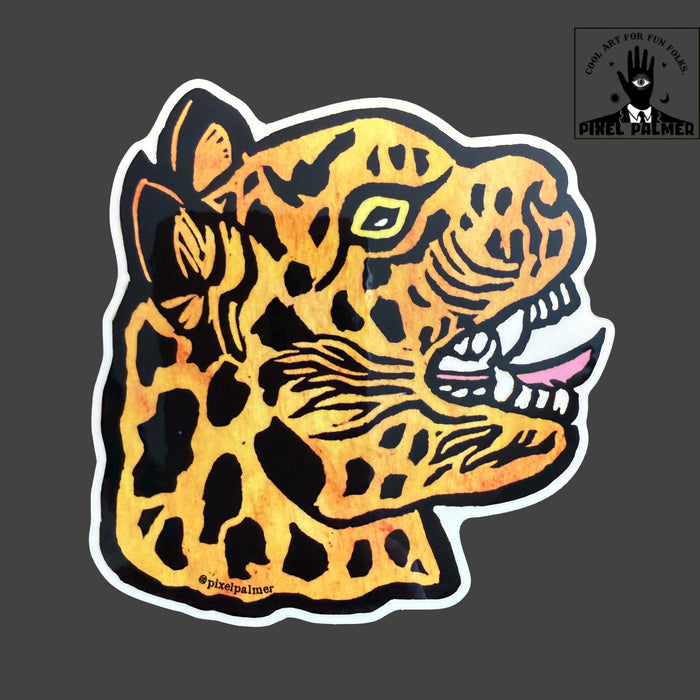 Jaguar glossy vinyl sticker from Pixel Palmer