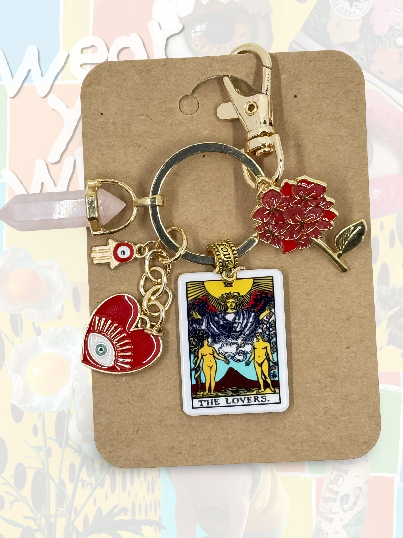 The Lovers Tarot Charm Keychain & Purse Charm