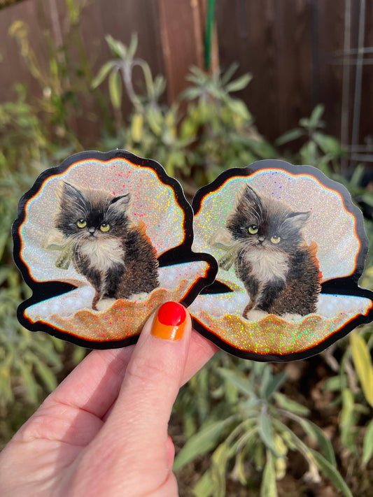 Tuxedo Kitty in Seashell 3" Sticker