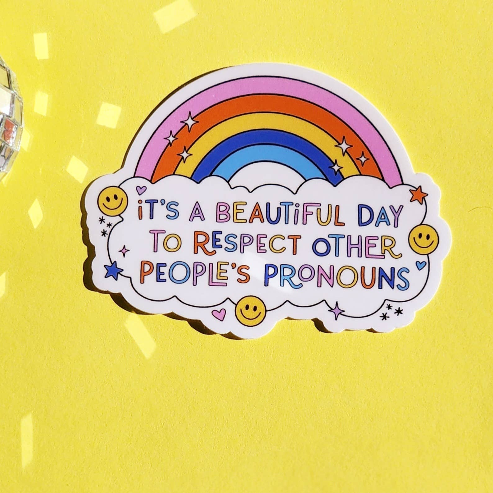 Respect pronouns sticker lgbtq hydroflask planner: White