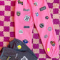 Multi Patches Joggers in Hot Pink