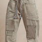 Drawstring Striped Twill Barrel Pants