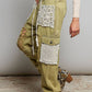 Vintage Wash Distress Jogger Pants with Crochet & Lace Patch details