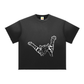 Pick Me up Right MEOW sun fade raw edge Tee (Kolache pose)