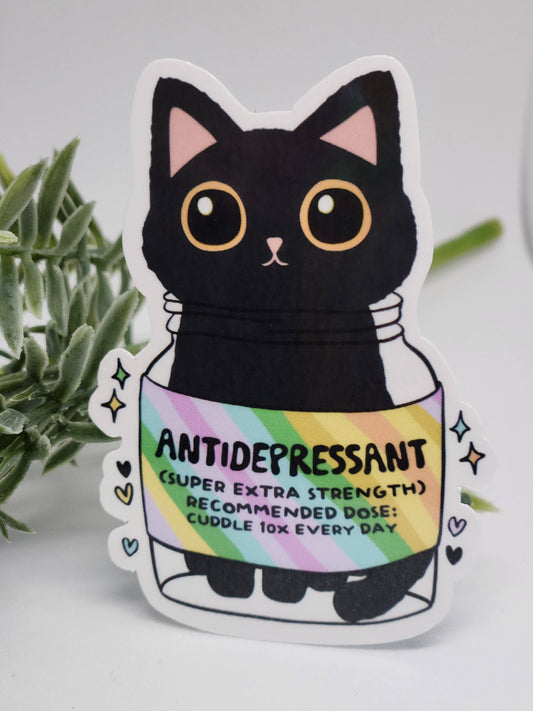 Antidepressant cat sticker