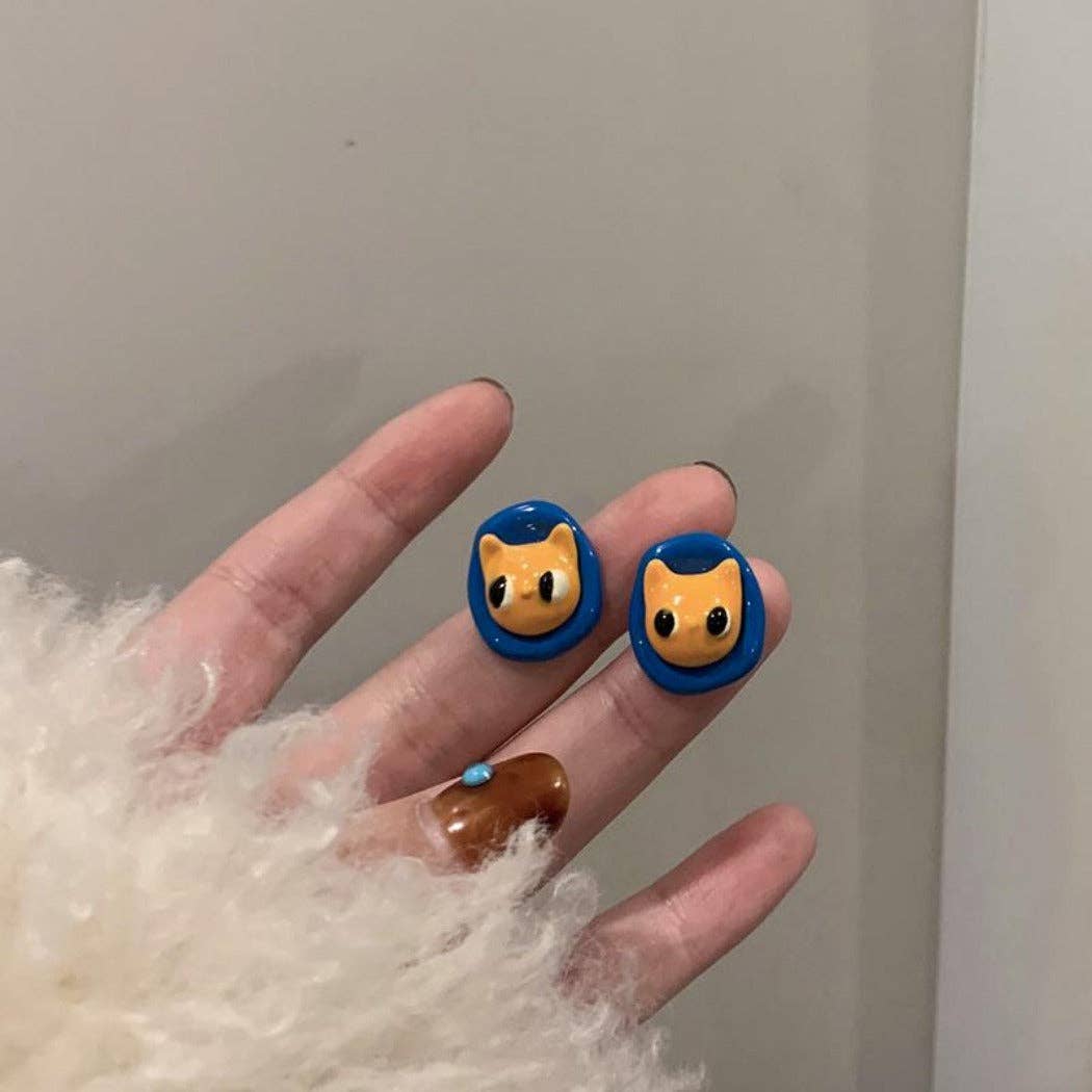 Whimsical Fun Cat Stud Earrings