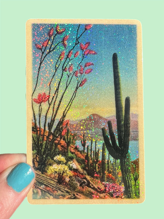 Glitter Desert Plants Sticker 4"