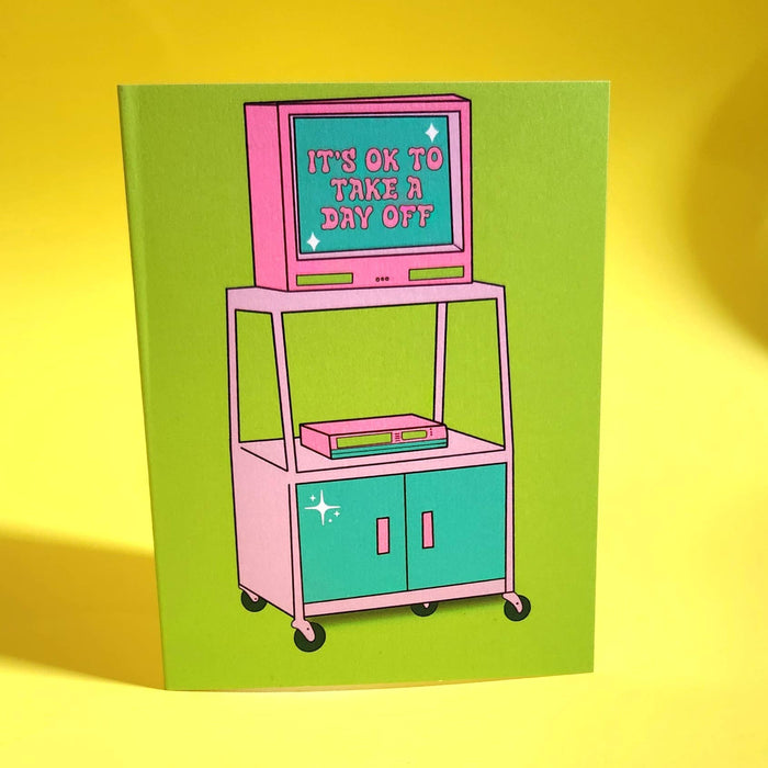 90s It's ok to take a day off retro greeting card: No Biodegradable Cello Sleeve