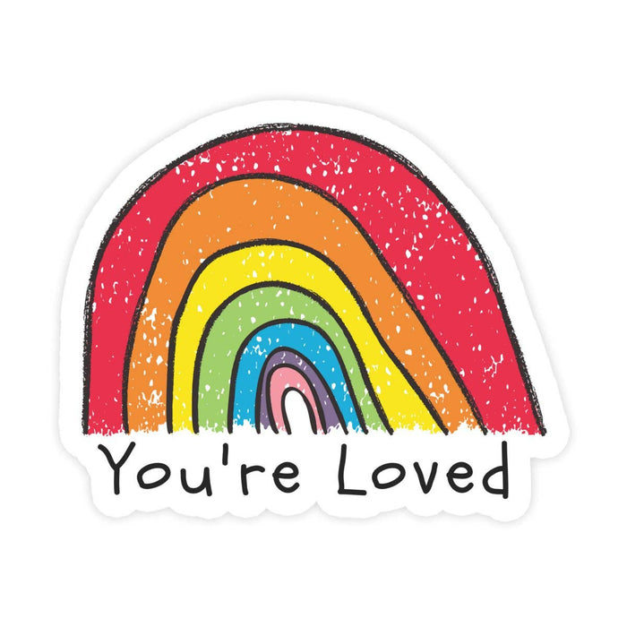 You're Loved Cute "Hand Drawn Rainbow" Waterproof Vinyl Sticker