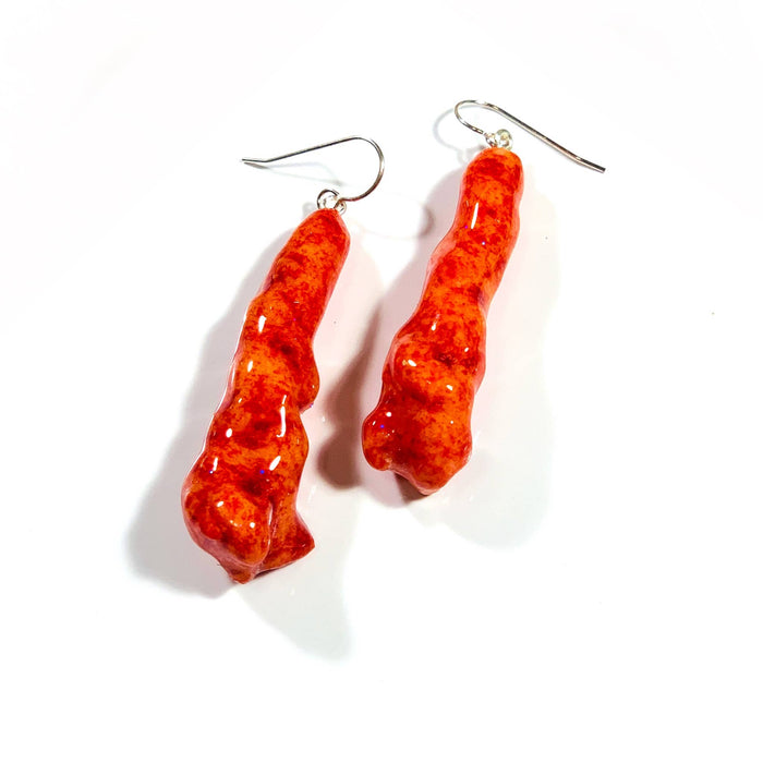 Glitter Hot Cheeto Earrings - Snack Jewelry