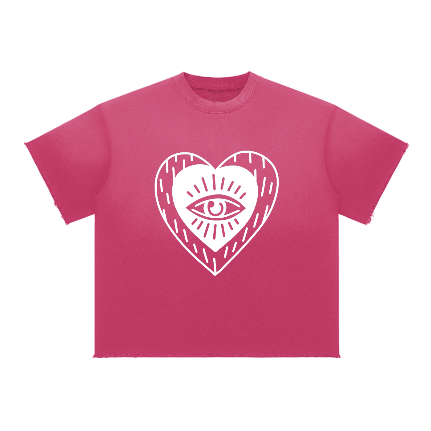 Heart Eye Sun Fade Raw Edge T-Shirt