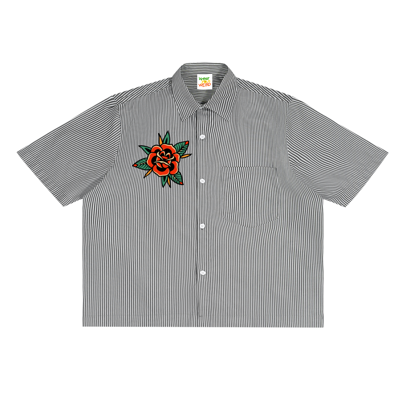 Bloom Where You are Planted Oversized Vertical Stripe Boxy Shirt