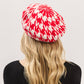 Houndstooth Pattern Knit Beret