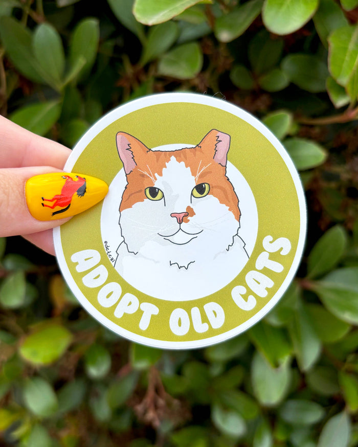 Adopt Old Cats Vinyl Sticker