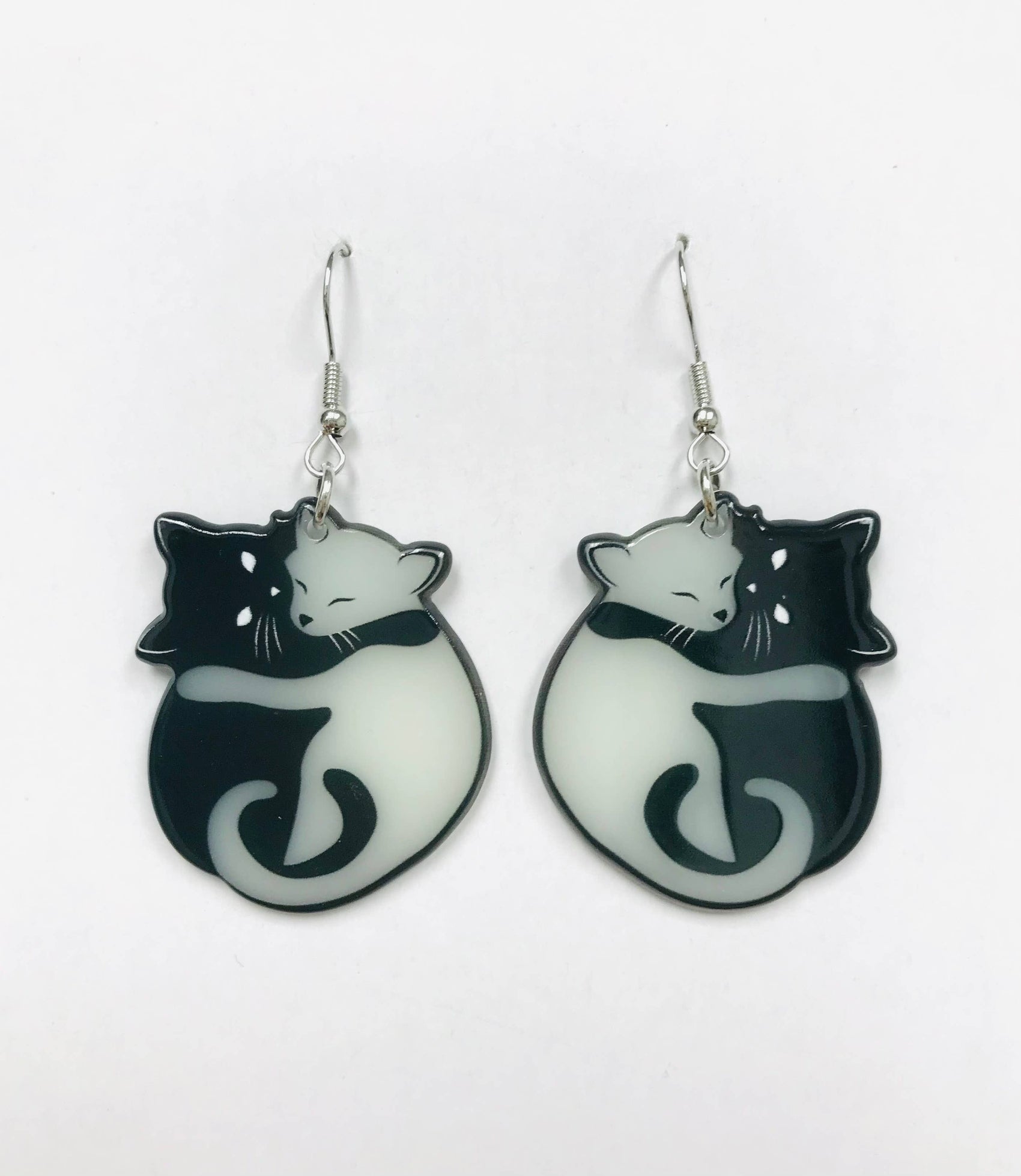 Ying Yang Cat Earrings