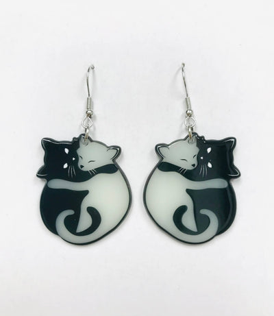 Ying Yang Cat Earrings