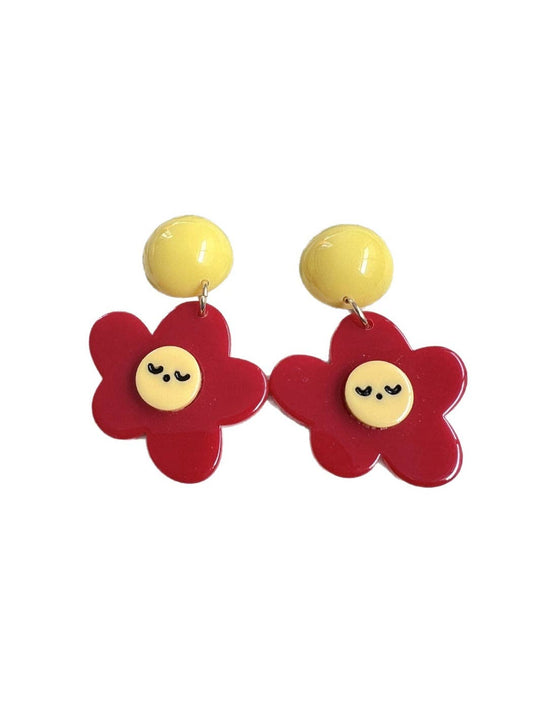 Smiley Flower Drop Earrings