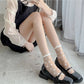 Sheer White Heart Pattern Crew Socks