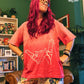 Pick Me up Right MEOW sun fade raw edge Tee (Kolache pose)