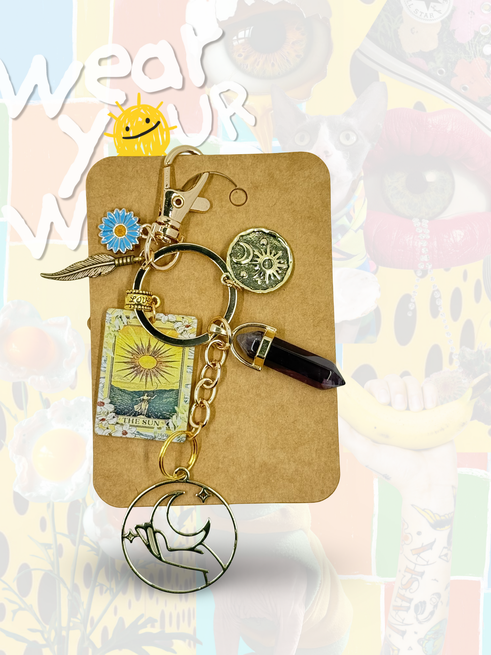 The Sun Tarot Charm Keychain & Purse Charm