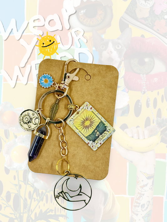 The Sun Tarot Charm Keychain & Purse Charm